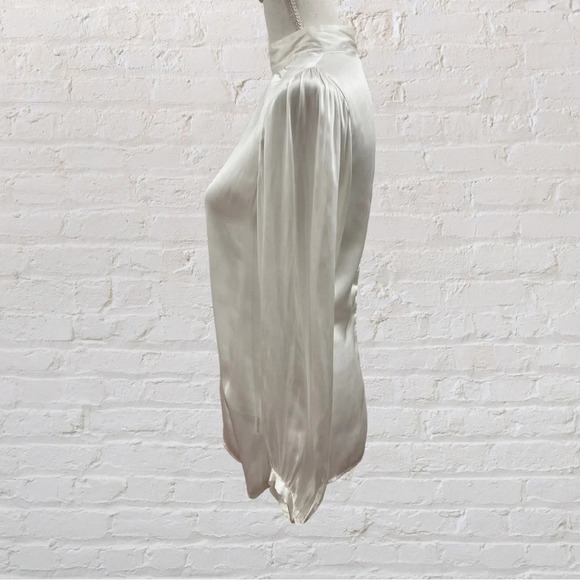 Zara Satin Effect High Neck Blouse in White Size Small - Picture 2 of 6